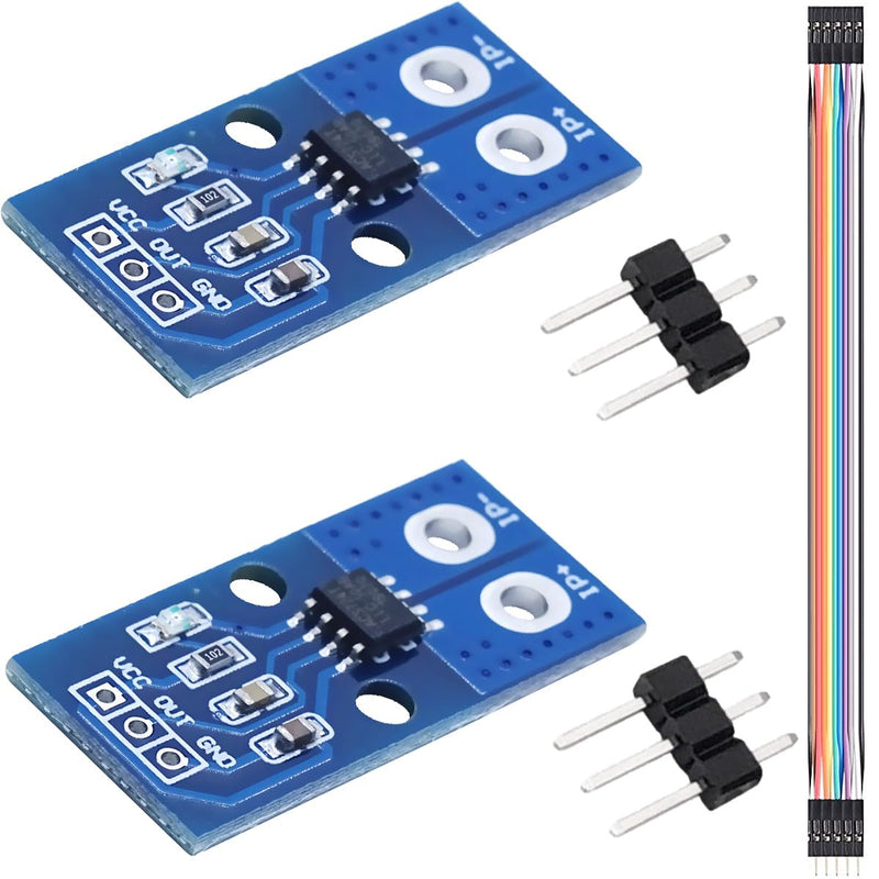 [Australia - AusPower] - 2 pcs Hall Current Sensor Module ACS724 50A Range AC/DC Hall Efect Current Sensor with Dupont Cable for Current Measurement 