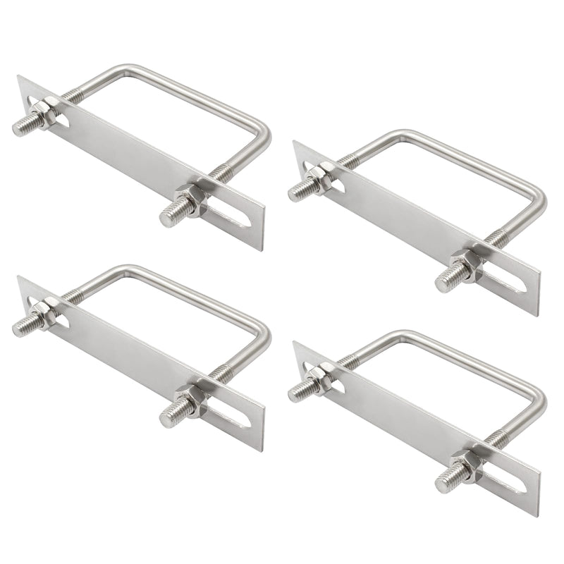 [Australia - AusPower] - 4 Sets 304 Stainless Steel Square U-Bolts, M8 x 82 x 75mm (Thread x Inner Width x Length) Tie Down U Bolt Clamp with Nuts and Plates for Automobiles Trailer Boat Trailer M8x82x75mm 4 