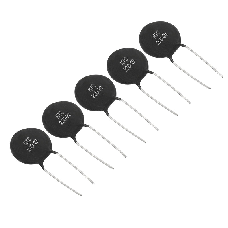PATIKIL NTC Thermistors Resistors 20 Ohm NTC20D-20 Black 5Pcs | Highly sensitive current limiter temperature sensor for measuring temperature