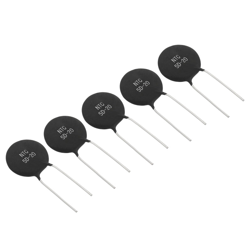 PATIKIL 5Stk NTC Thermistors resistors 5 Ω NTC5D-20 Black | High sensitivity current limiter temperature sensor, for measuring temperature