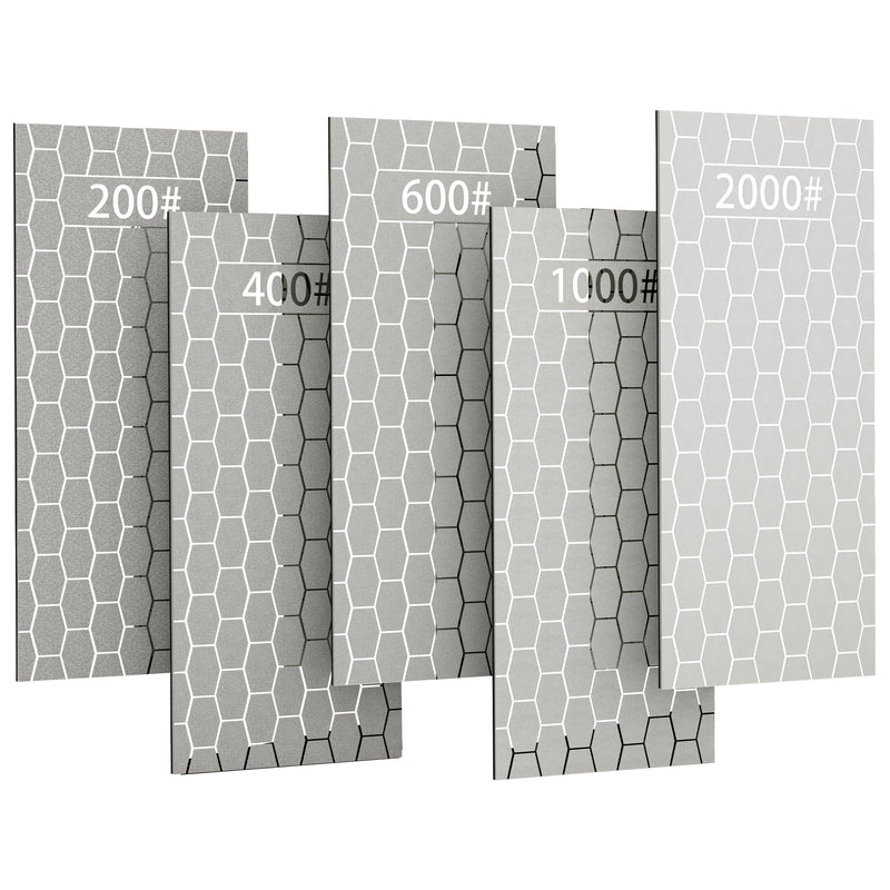 [Australia - AusPower] - CWOVRS Diamond Sharpening Stones, 5 PCS Diamond Sharpening Plates with Honeycomb Surface Plate for Scissors Knives Outdoor Tools From Coarse To Extra Fine 200/400/600/1000/2000 Grit XL 