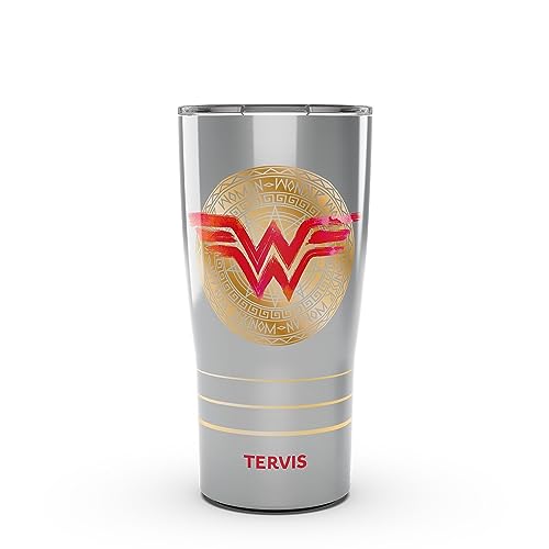Tervis Traveler DC Comics Wonder Woman Icon Triple Walled Insulated Tumbler Travel Cup Keeps Drinks Cold & Hot, 20oz, Stainless Steel