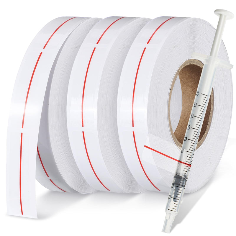 [Australia - AusPower] - Glenmal 3 Roll Syringe Line Stickers 1.5" x 0.5" Dosage Marking Clear Label Bright Red Indicator Line Pharmacy Labels for Veterinary Medical Pharmacy Medication Healthcare Medicine, 500 Pcs Per Roll 