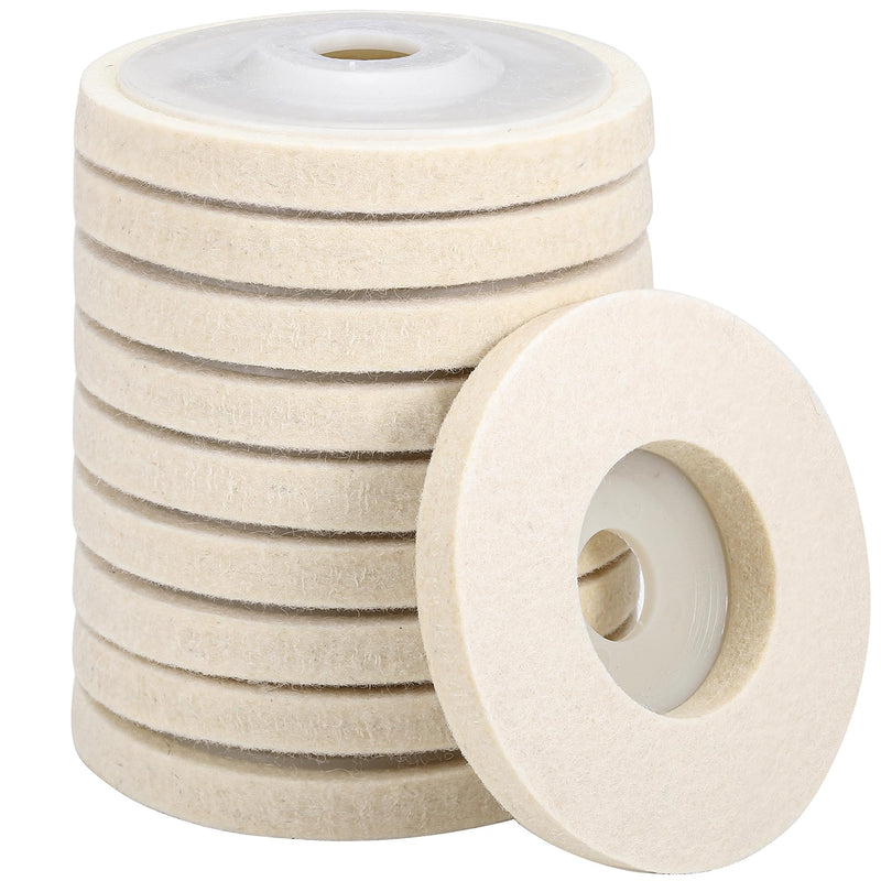 [Australia - AusPower] - Mornajina 10 Packs 4.5" x 7/8" Round Wool Felt Polishing Wheel Disc Pads Kit for Angle Grinder 7/8" (Model 115/125) for Metal, Marble, Furniture, Car Wax, Granite (12mm Thickness) 10Packs Wool Felt Polishing Disc 