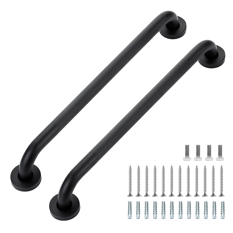 Grab Bars for Shower, 2 Pack 20-Inch Anti Slip Shower Handles for Elderly, Safety Shower Grab Bar, Stainless Steel Handicap Grab Bars for Bathroom (Black 1" Diameter) Black 20 Inch
