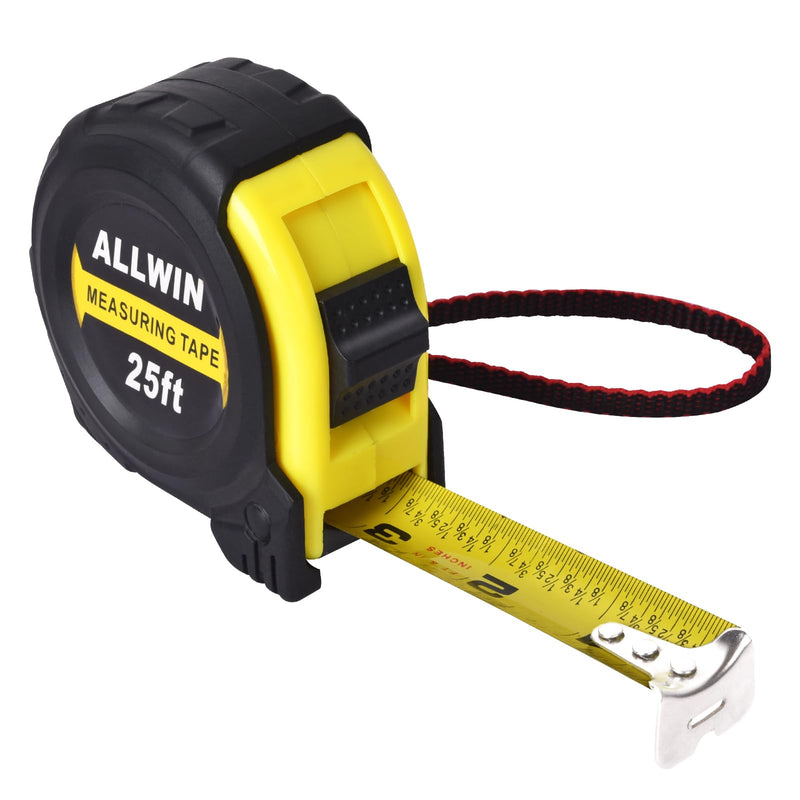 [Australia - AusPower] - Tape Measure 25 Ft - Metal Retractable Tape Measure with Fractions, Easy Read Steel Tape Measure, 1-inch Wide X 25 foot 25FT Inches with Fractions 