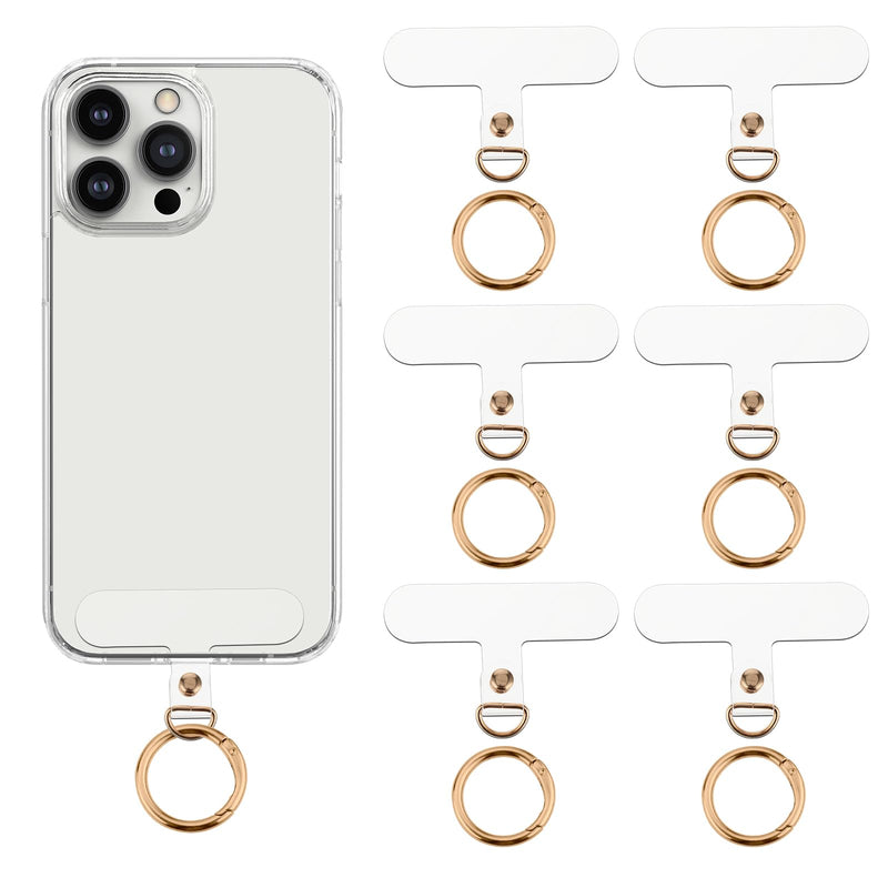 [Australia - AusPower] - 6Pcs Phone Lanyard Patch Pad with 6 Metal Spring Rings, Universal Phone Tether Tab Phone Strap Connector Multifunctional Mobile Phone Lanyard Patch for Most Cell Phones Cases(Gold) Gold 
