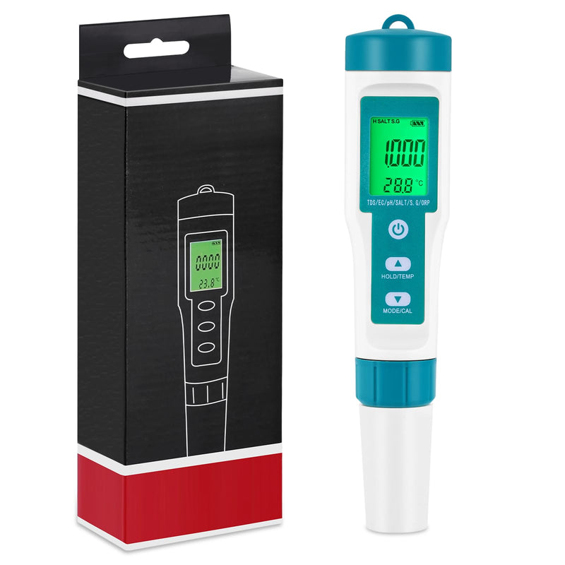 [Australia - AusPower] - PH Meter Water Quality Tester 8 in 1 TDS Meter PH/TDS/EC/ORP/S G/Salinity/ H2/ Temp Meter for Drinking Water, Pools, Hydroponics, Sea Water, Liquid Fertilizer 