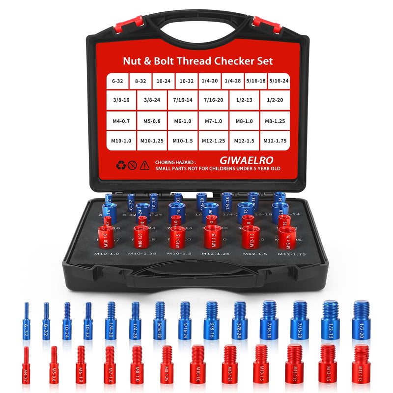 [Australia - AusPower] - Nut and Bolt Thread Checker - 26 PCS Nut and Bolt Gauges Individually Housed in Case (14 Inch & 12 Metric) Specially Suitable for Size Check on Tricky and Narrow Area 26 Gauges - 14 Inch & 12 Metric 