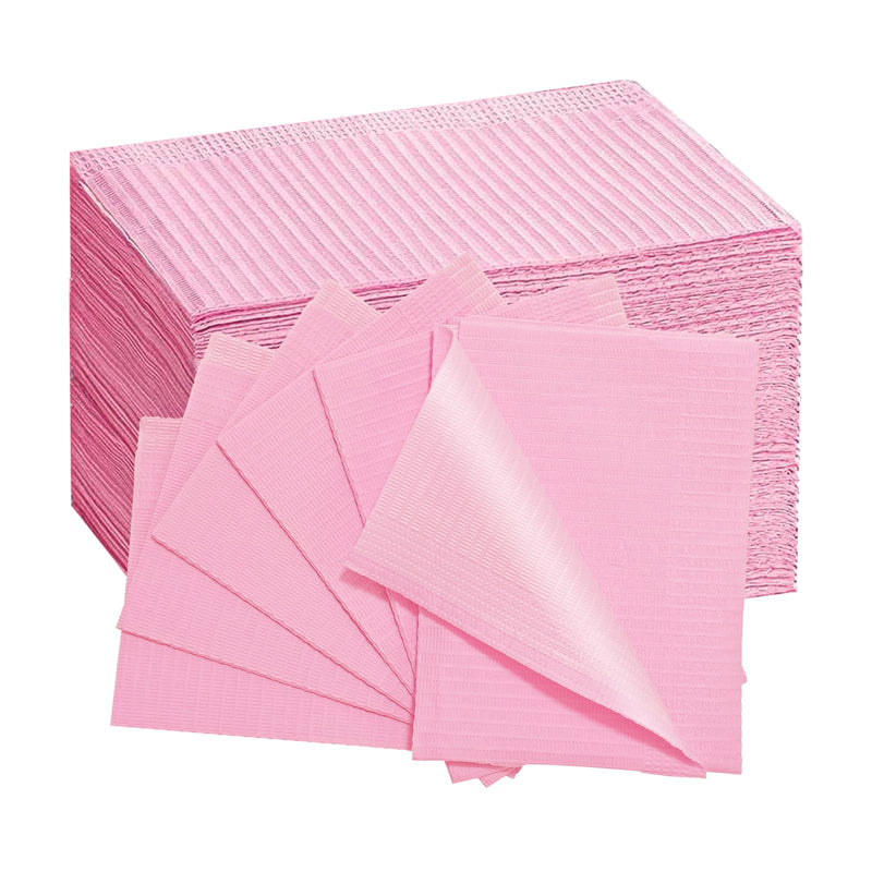 Pack of 50 Disposable Dental Bibs for Nail Art, 3 Layers, Paper Napkins for Dentist, Patients, Tattoos, Nail Salon, Dental Clinic, Dental Clinic, Pink