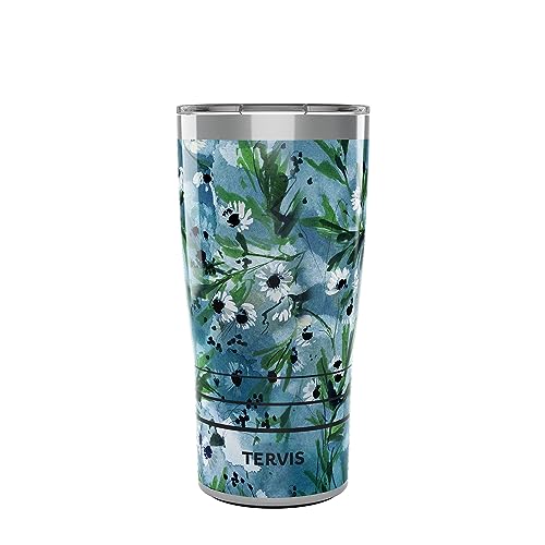 Tervis Traveler Kelly Ventura Teal Botanical Triple Walled Insulated Tumbler Travel Cup Keeps Drinks Cold & Hot, 20oz, Stainless Steel 20 Ounces
