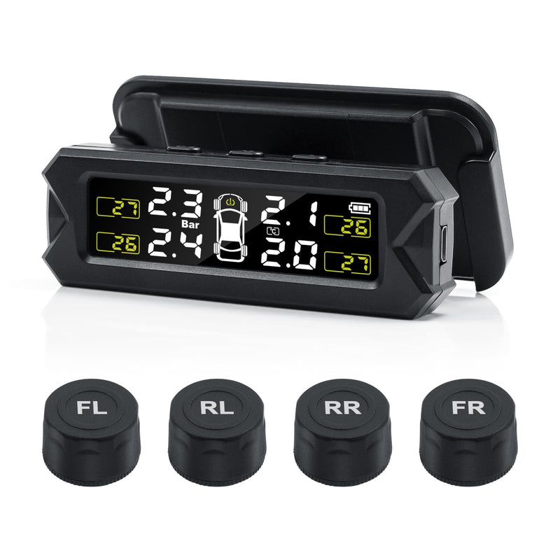[Australia - AusPower] - TPMS Tire Pressure Monitoring System Solar Wireless TPMS Sensor Kit Angle Adjustable Solar Powered 14-87PSI Real Time Detect IP68 Waterproof for RV, Camper, Travel Trailer and Trailer 