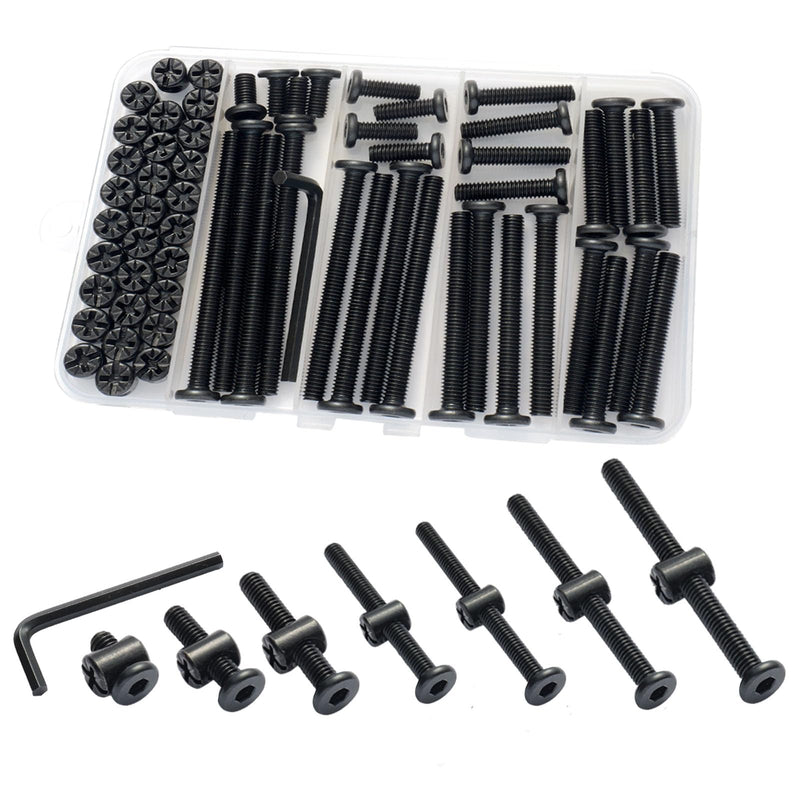 [Australia - AusPower] - Crib Screws Hardware Replacement Kit,Socell 32Set Baby Bed Frame Bolts &Barrel Nuts Set for Delta/Graco/Dream, M6x12mm/15mm/25mm/35mm/45mm/55mm/65mm/75mm Hex Drive Socket Cap Screws Barrel Nuts Black?M6x12mm---75mm) 