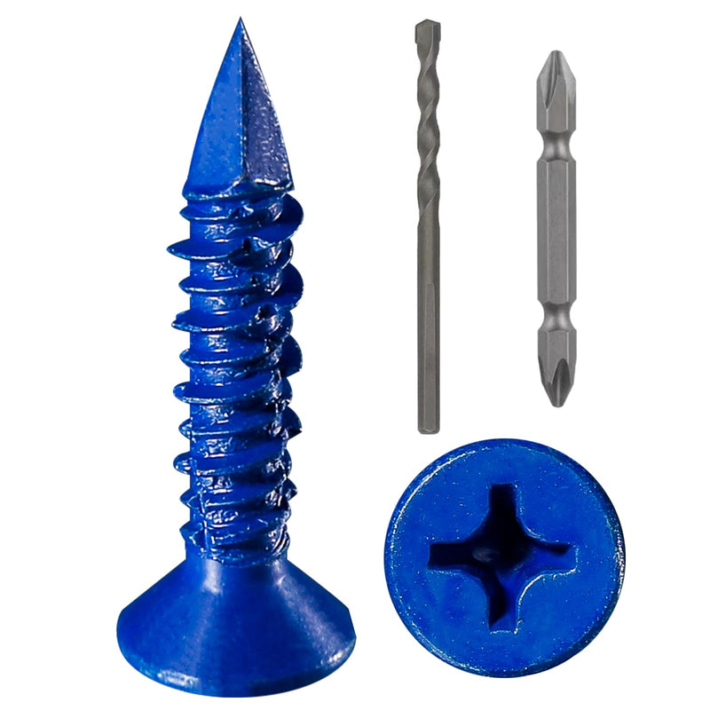 [Australia - AusPower] - WenSilon(30 PCS) 3/16" x1-1/4 Concrete Screw Anchor Blue Flat Head for Anchoring to Masonry, Block or Brick Stucco 3/16"x1-1/4" 30 