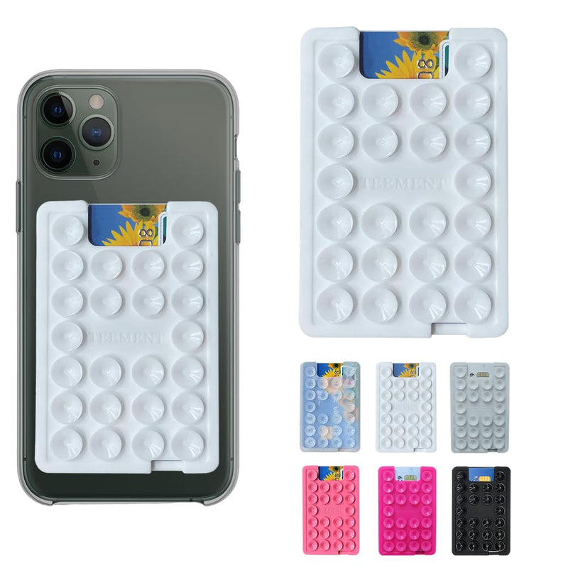 [Australia - AusPower] - Suction Phone Card Holder Mount, suciton phone card case, Phone Wallet, Silicon Adhesive Phone Accessory iPhone and Android, Hands-Free Mirror Shower Phone Holder, TikTok Videos and Selfies (White) White 