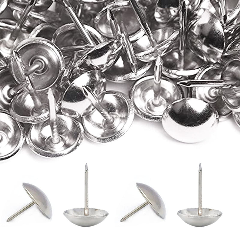 [Australia - AusPower] - 500Pcs Upholstery Tacks, BetterJonny Decorative Furniture Nails Pins Sliver Metal Thumb Tacks for Upholstered Furniture Cork Board, Home Decor(17X11MM) Silver 