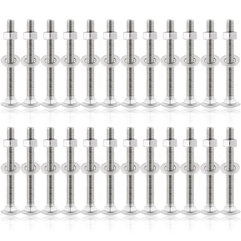 [Australia - AusPower] - Zonon Stainless Steel Carriage Bolts and Nuts Kit Round Head Square Neck Carriage Bolts Screws and Hex Nuts and Flat Washers, Stainless 18-8 Full Thread Coverage (25 Sets,Silver,1/4-20 x 2-1/2") 1/4-20 x 2-1/2" Silver 25 
