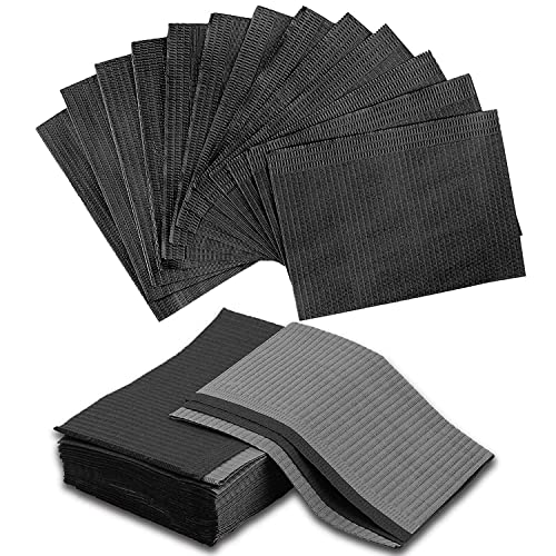Dental Bibs - Pack of 35 Tattoo Dental Bibs 45.5 x 33 cm 3-Layer Waterproof Tattoo Table Covers Tray Clean Pad Multi-Purpose Black Tattoo Bibs 35 Pieces Black
