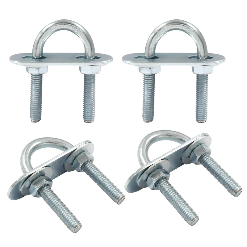 [Australia - AusPower] - 4 Pcs Round U Bolts M6 Bend U Bolts in Zinc Plated Steel U Clamp with Nut, Plate, Washer(20mm Inner Width 50mm Length) M6*20mm*50mm 