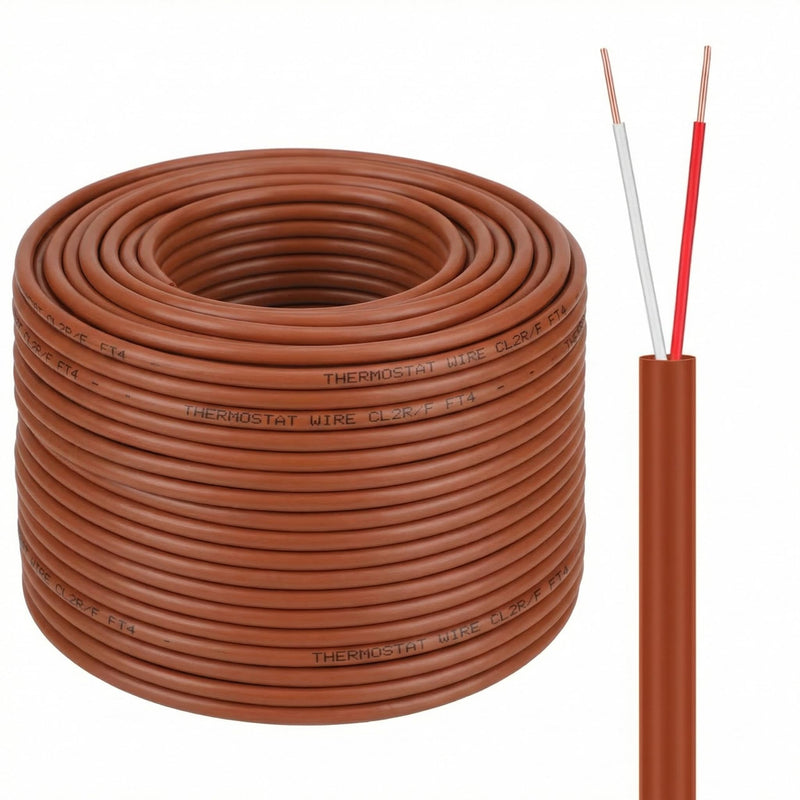 Buryeah Thermostat Wire Bell Wire Solid Copper Cable 18 Gauge ETL, Power Circuit Cable Moisture, Heat and UV Resistant for Low Voltage Applications Use(18/2,100 ft) 100 ft 18/2