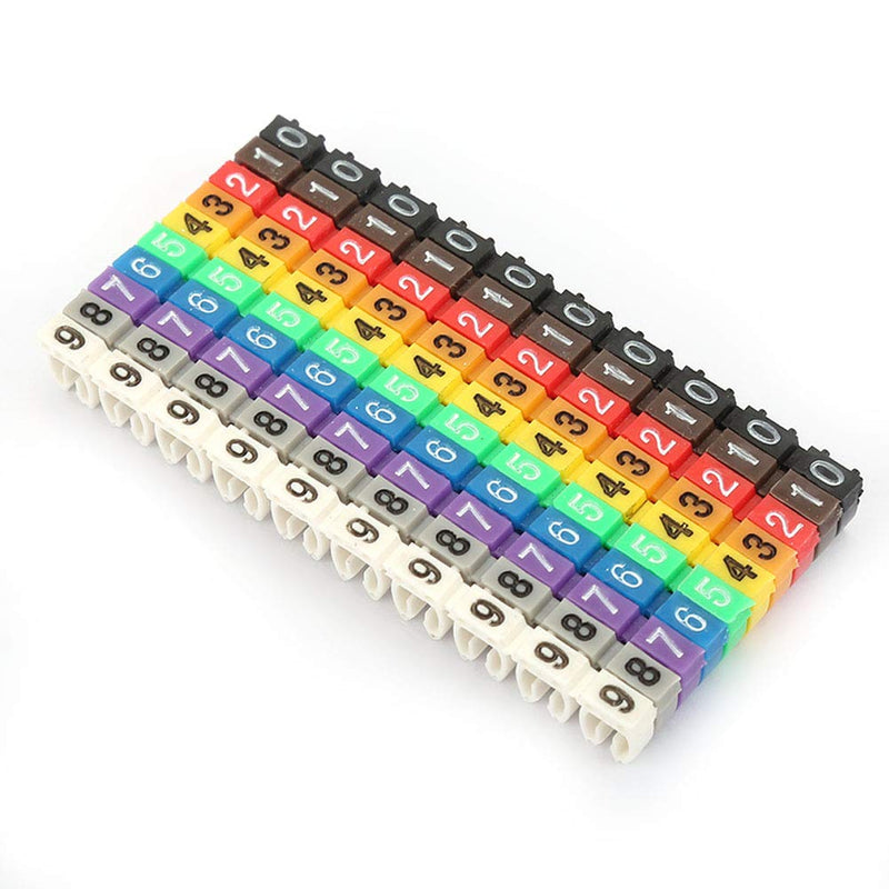 Wire Number Labels, Clip on Wire Markers, Colorful Cable Numbering Marker for Data Center Cable Management, Studio Patch Bays(100PCS KCM-2.5MM) 100PCS KCM-2.5MM
