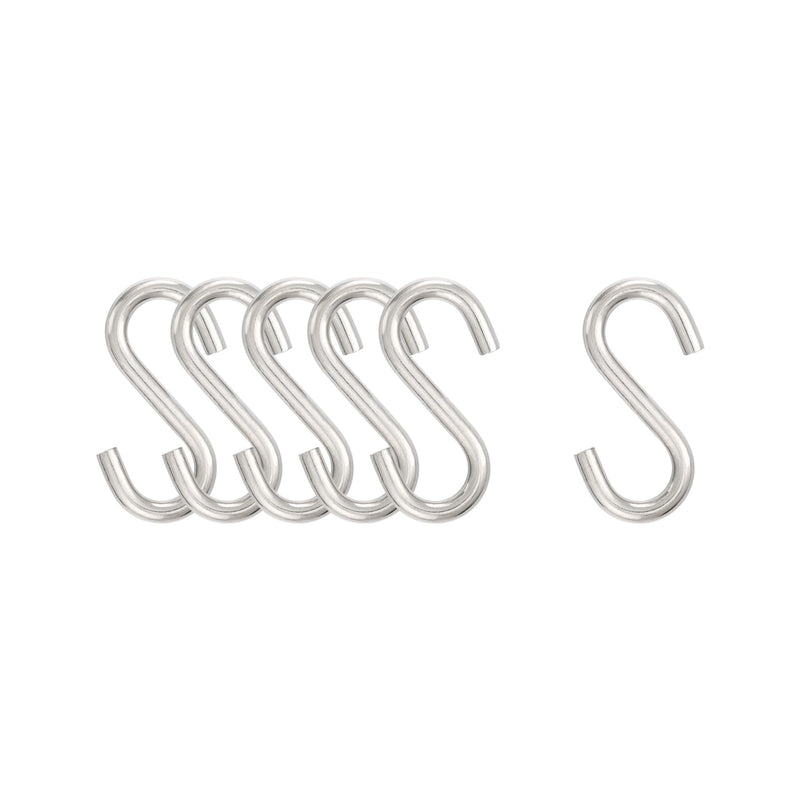 SHONAN S Hooks for Hanging, 1.85" Stainless Steel S Shaped Hooks Metal S Clips for Plant, Bird Feeder and Light Fixture Hanging 1.85", 6 Pcs