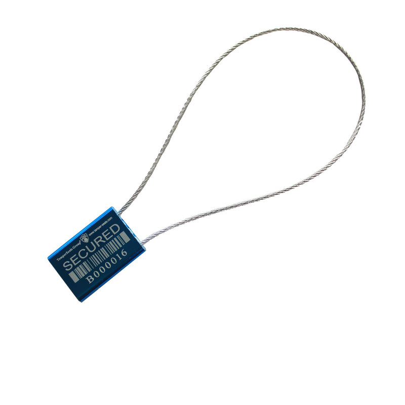 [Australia - AusPower] - TamperSeals Group- 50pcs ISO 17712 and C-TPAT Certified Metal Security Cable Seals for Container, Truck, Trailer, & Cargo Shipping (Blue, ?1.5mm x 10" Steel Wire, Pull-tight, Unique Barcode) 