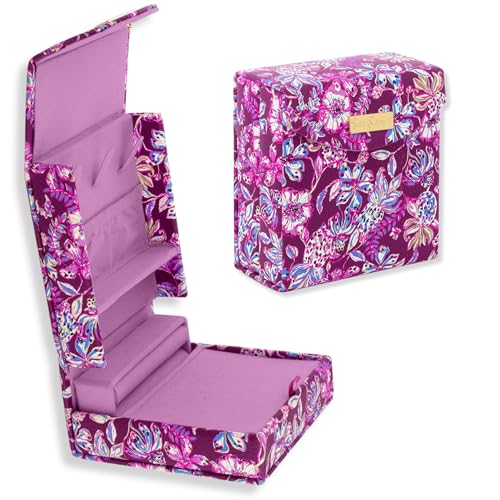 Lilly Pulitzer Travel Jewelry Case Organizer, Vegan Leather Jewelry Box for Women, Cute Jewelry Organizer Holds Necklaces, Rings, Bracelets, Small Jewelry Roll (Amarena Cherry) Amarena Cherry