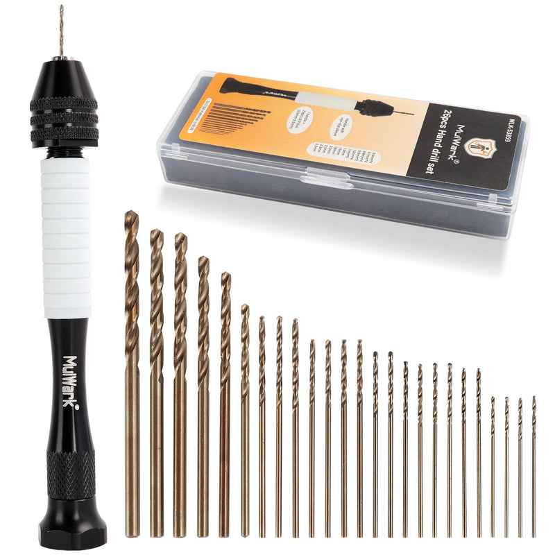 [Australia - AusPower] - Mulwark Precision Pin Vise Hand Drill Set 25 Pcs - Premium Manual Small Hand Drill with HSS Micro Twist Bits for Jewelry, Wood, Plastic, and More - Mini Hand Drill for Crafts 1 