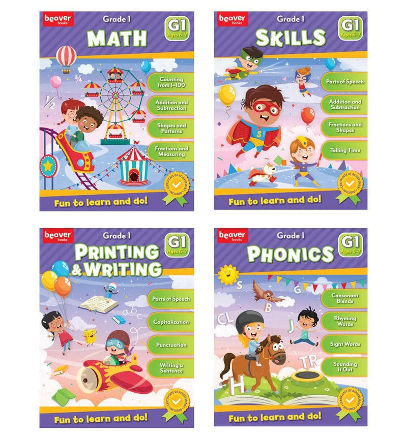 [Australia - AusPower] - Head Start Workbooks for Kids Ages 6-7, Fun 1st Grade Workbooks for Learning Reading and Math Basics, Before School Workbooks with Math, Printing, Writing, Phonics, and Skills Grade 1 