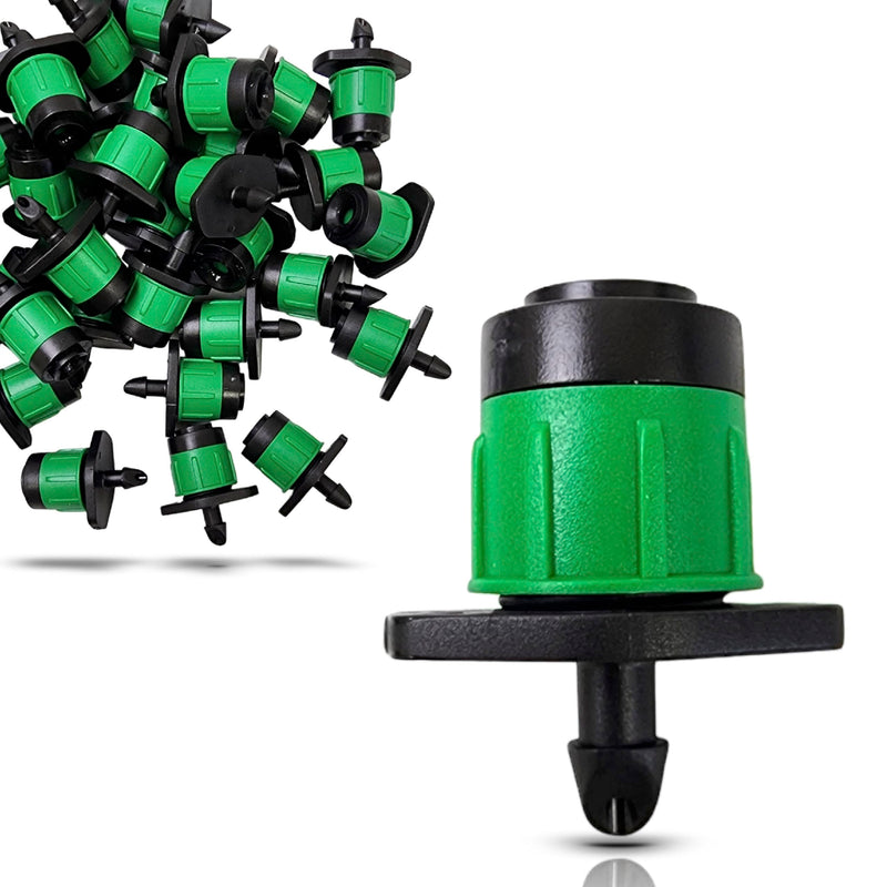 [Australia - AusPower] - (50-Pack) - 1/4" Inch 360 Degree Drip Emitter On 6" Stake Sprayer Adjustable Flow 0-20 GPH, Fits 1/4 (4-6mm) Irrigation Tubing - Micro Bubbler Drippers for Drip Irrigation (50 Pack Dripper on Barb) 50 Pack Dripper on Barb 