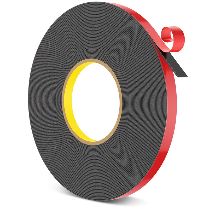 [Australia - AusPower] - HitLights Double Sided Tape Heavy Duty, 1/2 in x 50 ft, Adhesive Mounting Tape Waterproof, Strong Double Stick Foam Tape for Walls Poster Automotive Outdoor Home (Pack of 1) 50FT 