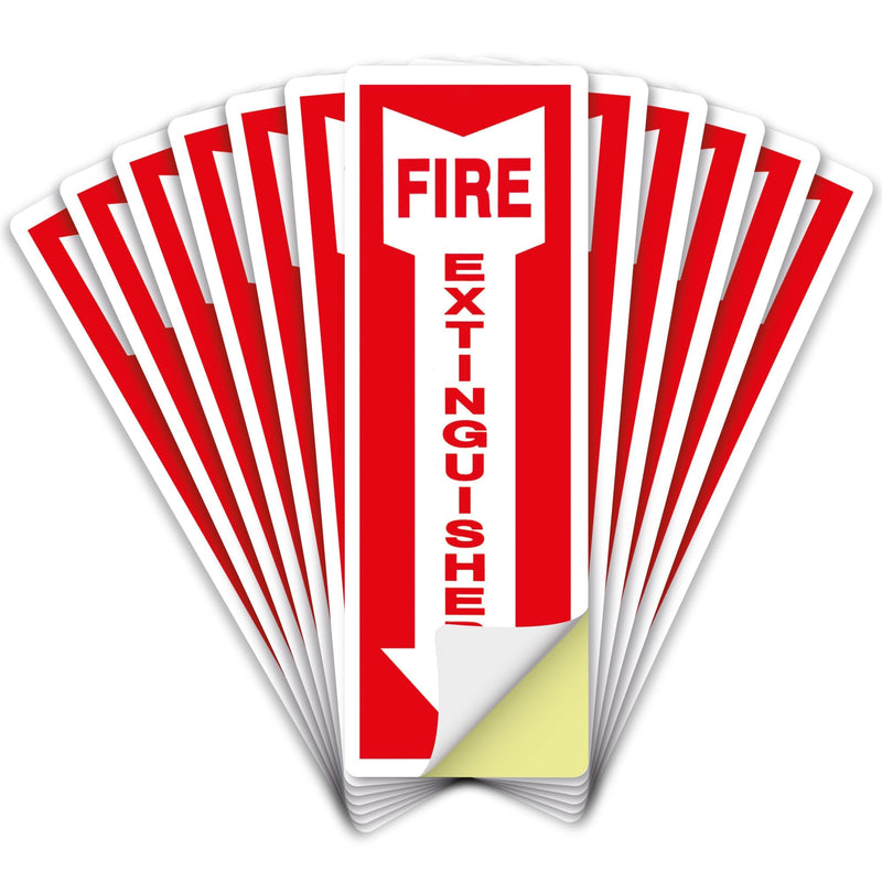 [Australia - AusPower] - OLANZU Pack of 12 Fire Extinguisher Stickers 4"x 12"- 5 Mil Vinyl - Fire Extinguisher Sign for business with Arrow- Durable Self Adhesive, Weatherproof and UV Protected-Ideal for Office, Home and Outdoor places 