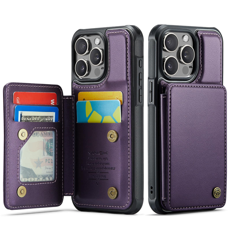 [Australia - AusPower] - for iPhone 15 Pro Max Wallet Case with Card Holder, Case for iPhone 15 Pro Max with RFID Blocking for Women Men, Durable Kickstand Shockproof Phone Case for iPhone 15 Pro Max, Purple iPhone 15 Pro Max - 6.7"-(L) 