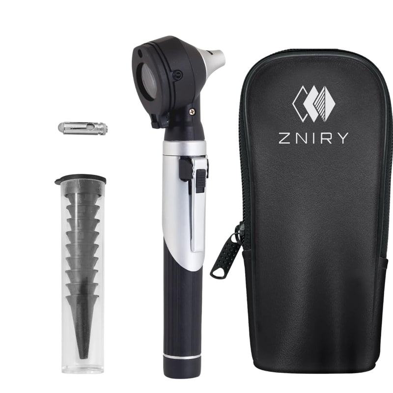[Australia - AusPower] - Fiber Optic Mini Otoscope - Ear Scope with Light for Infection Detection, Wax Removal, and at-Home ENT Exams (Black Color) 