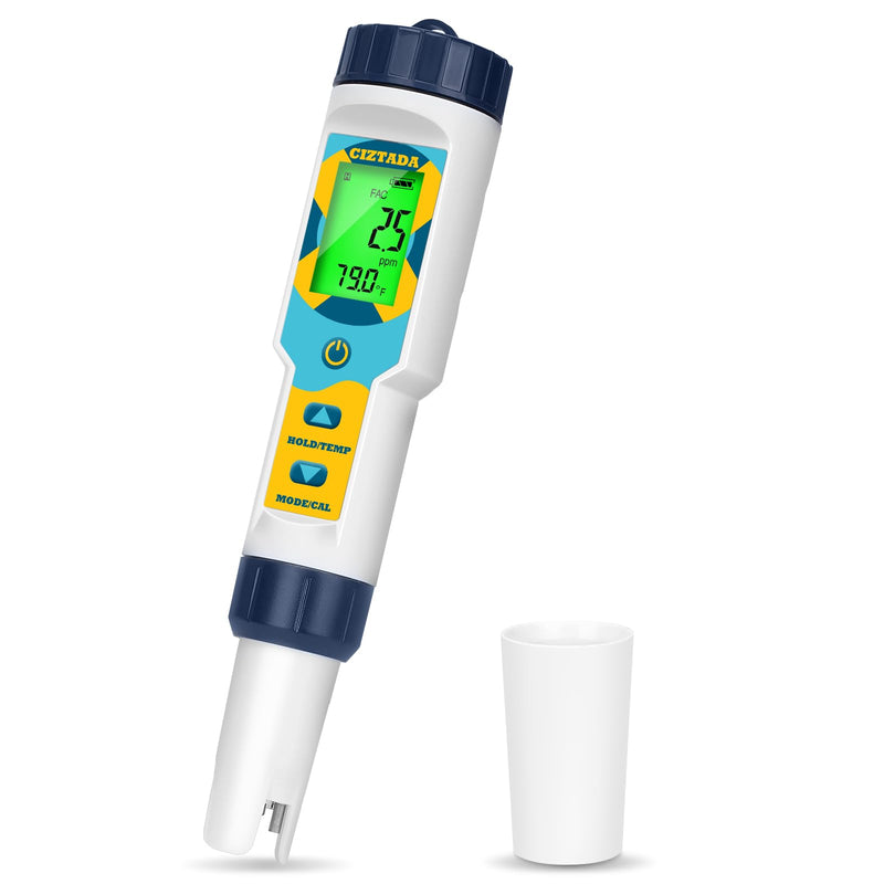 [Australia - AusPower] - Saltwater Pool Tester Free Chlorine Meter pH and Salinity Tester 7 in 1 Free Chlorine pH Salt ORP TDS EC Temp Meter Digital Pool Water Tester pH and Free Chlorine Meter for Pool Hot Tub Spa 7 in 1 Free Chlorine pH Salt ORP TDS EC Tester 