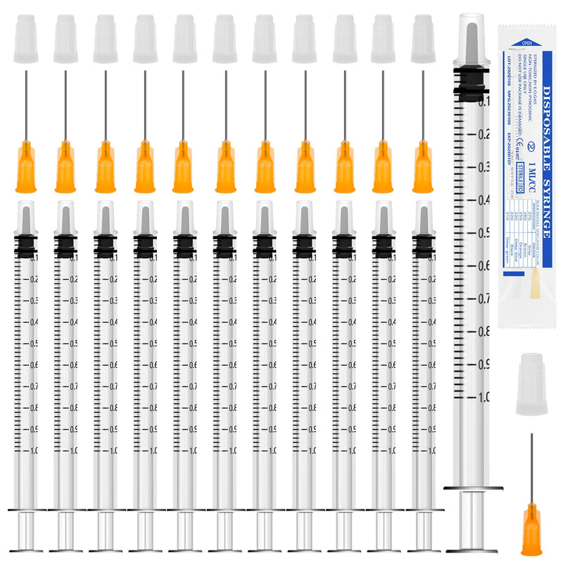 GOTRUST 12 Small Syringes 1 ml Plastic Syringe, 1 ml Plastic Syringe with Blunt Tip Needle and Cap, Feeding Syringes with Measurement Food Syringe Suction Syringe for Pet Feeding, Experiments