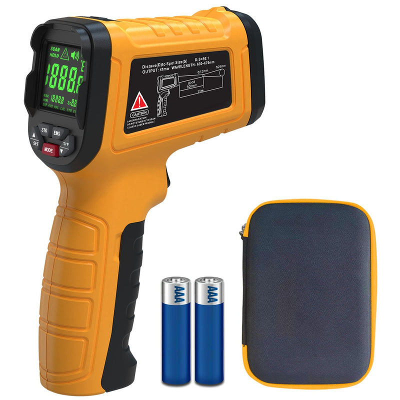 [Australia - AusPower] - BSIDE High Temp Infrared Thermometer Gun -58℉~2552℉(-50℃~1400℃), D:S=50:1, High Temperature IR Laser Pyrometer Non-Contact Color LCD Thermometer for HVAC Furnace Industry Forge Casting Metallurgy H3 (-58℉~2552℉) 