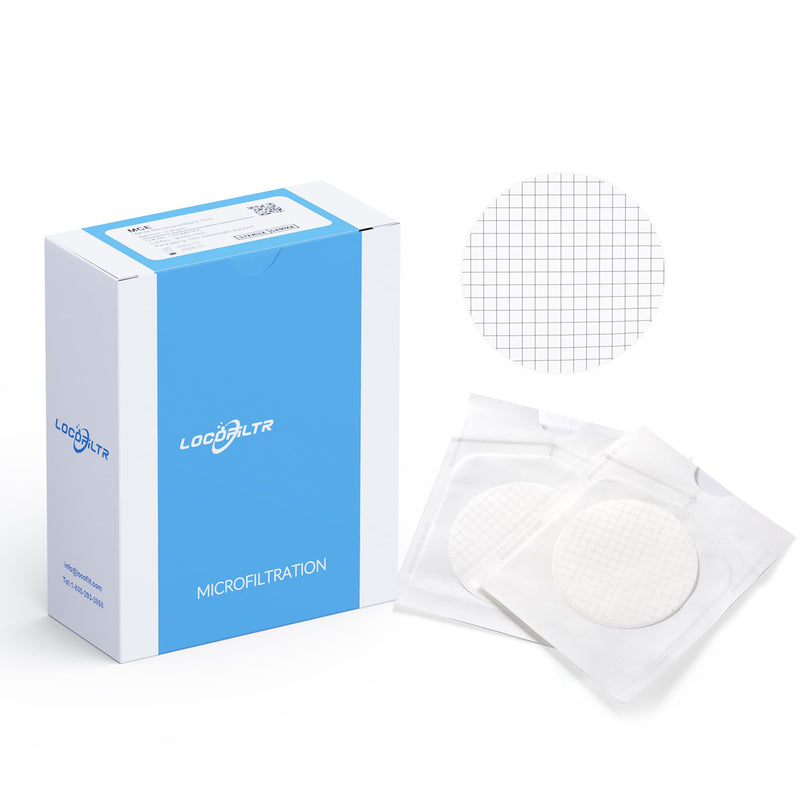 [Australia - AusPower] - MCE Membrane Filter, Sterile, 47mm, 0.45µm, Hydrophilic, Individually Wrapped, Black Grid, Pack of 100, Mixed Cellulose Esters Membrane Filters Paper Disc Filters 
