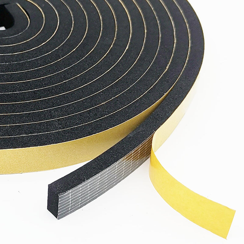 [Australia - AusPower] - Weather Stripping Door Seal Strip, Strong Adhesive, Weatherproof, Reduce Noise, Gap Filler, Foam Insulation Tape for Doors and Windows (1/2 in x 1/4 in x 13 Ft) 1/2 In x 1/4 In x 13 Ft Black 