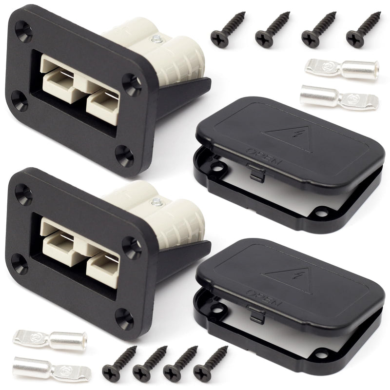 [Australia - AusPower] - Erchon 50A Plug Mounting Panel with Dust Cover Compatible with Anderson SB50 Series Connectors Flush Mount Recessed Plate, 2Pcs 50Amp Socket Panel 12-24V DC 