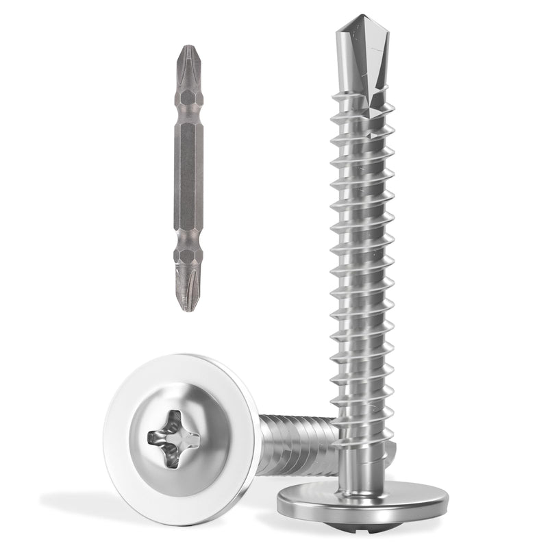 [Australia - AusPower] - 140pcs Self Drilling Screws for Metal,#8 x 1 1/4 Inch 410 Stainless Steel Self Tapping Sheet Metal Screws,Self Tapping Screws for Metal,Modified Truss Head #8 x 1-1/4 inch Silver Modified Truss Head 