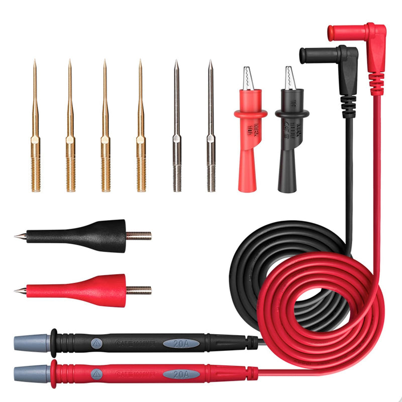 [Australia - AusPower] - Multimeter Test Leads Kit with Alligator Clips, 12Pcs Professional Multimeter Probe Kit with Replaceable Alligator Clips 1000V 20A 12 