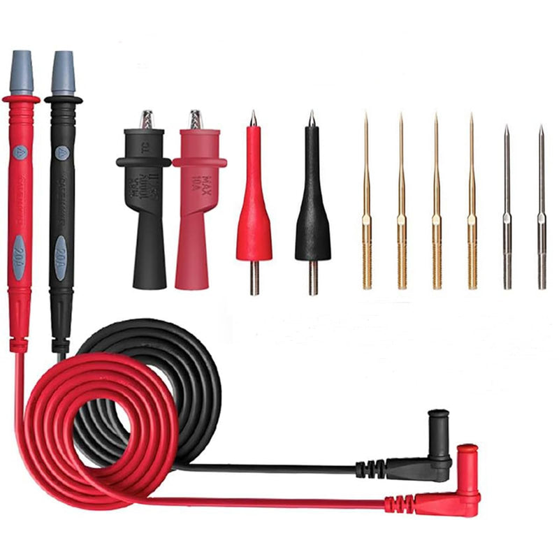 [Australia - AusPower] - 12Pcs Multimeter Test Leads Set CAT III 1000V 20A with Alligator Clips/Needle Probe and Replaceable Precision Probes, Professional Kit General Use for Digital Electrical Testing 12 