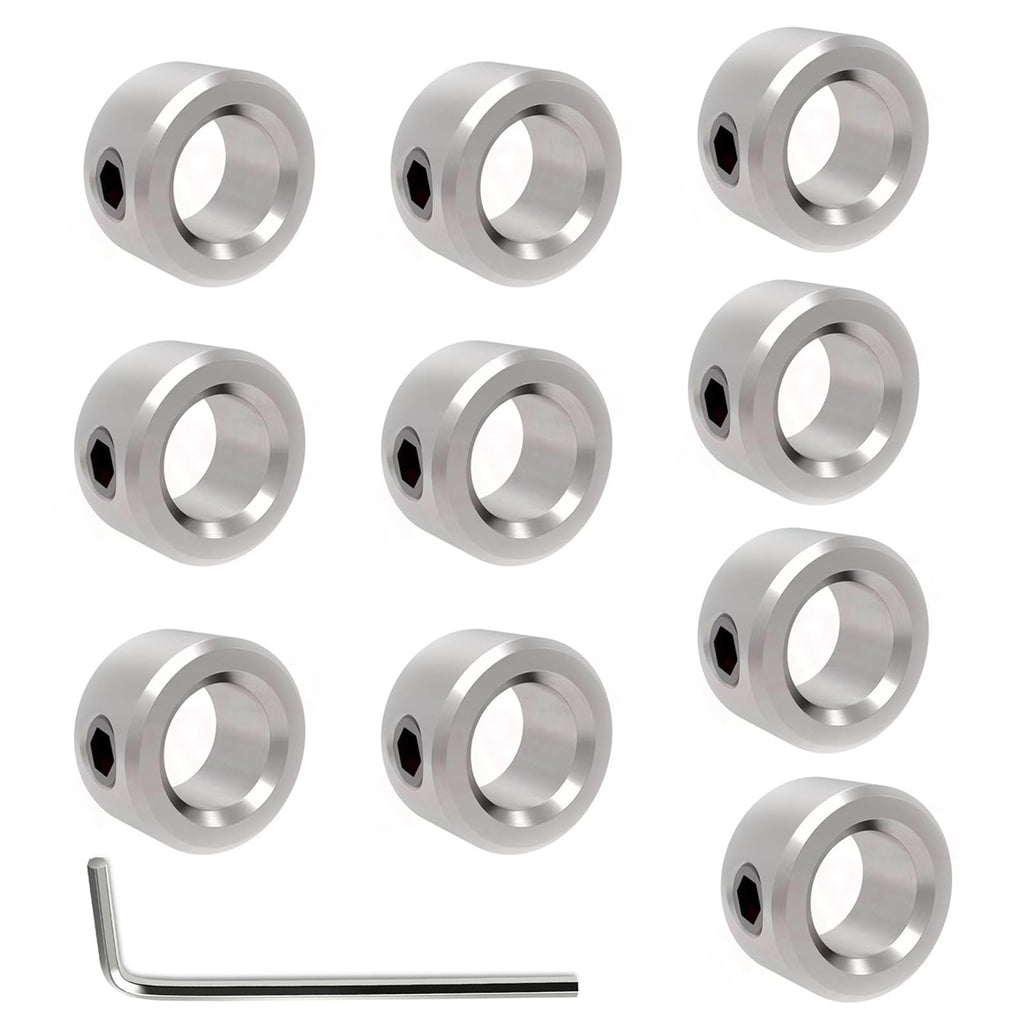 5/16"(8mm) Bore Shaft Collars,Solid Steel Style Zinc Plated Set Screw Lock Collar, T8 Lead Screw Lock Ring for 3D Printer CNC Parts (10) 10