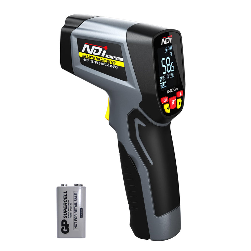 [Australia - AusPower] - NDI High-Precision Infrared Thermometer Temperature Gun, -58℉ to +2372℉, Multi-Purpose for Cooking, Steel Smelting, Automotive Engine Repair, HVAC IRT Gun with Adjustable Emissivity 