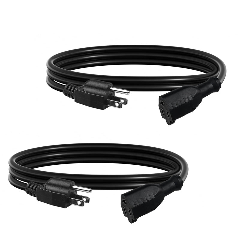 [Australia - AusPower] - BN-LINK 6 ft Indoor Outdoor Extension Cord 16/3 SJTW, 2 Pack, Black, PVC Cable Jacket, 3-Prong, Weather Resistant, Flame Retardant, Suitable for Indoor, Garden, Landscaping & Holiday Decorations, ETL 6FT 2PACK 16 Gauge 