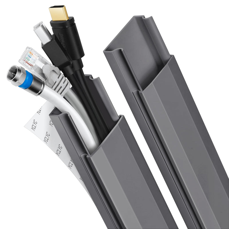 [Australia - AusPower] - 62.8in TV Cable Hider - Cord Hider Cable Management Wall, Cable Raceway Grey Wire Hider, Paintable Cable Concealer for Wall Mounted TV, Wall Wire Covers for Cords, 4* L15.7in *W1.2in *H0.59in Large 