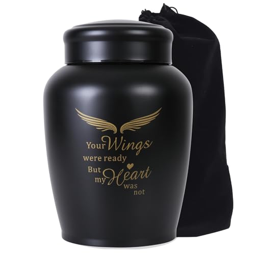 Large Cremation Urns for Ashes Adult Male/Female/Dad/Mom/Father Large,180lbs Black Angel