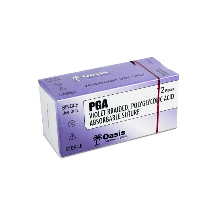 [Australia - AusPower] - Oasis Vet PGA (Polyglycolic Acid) Surgical Suture, 3-0, (FS-1) 3/8 24mm Reverse Cutting Needle, 75cm, 12/Box, Veterinary Use 
